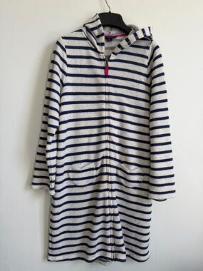 Girls 16 XL Lands End Swim Coverup striped heart pockets terry zip-up confetti